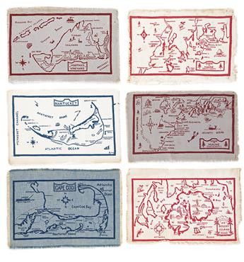 (PICTORIAL MAPS.) The Crawfords. Group of 22 hand-printed textile maps.